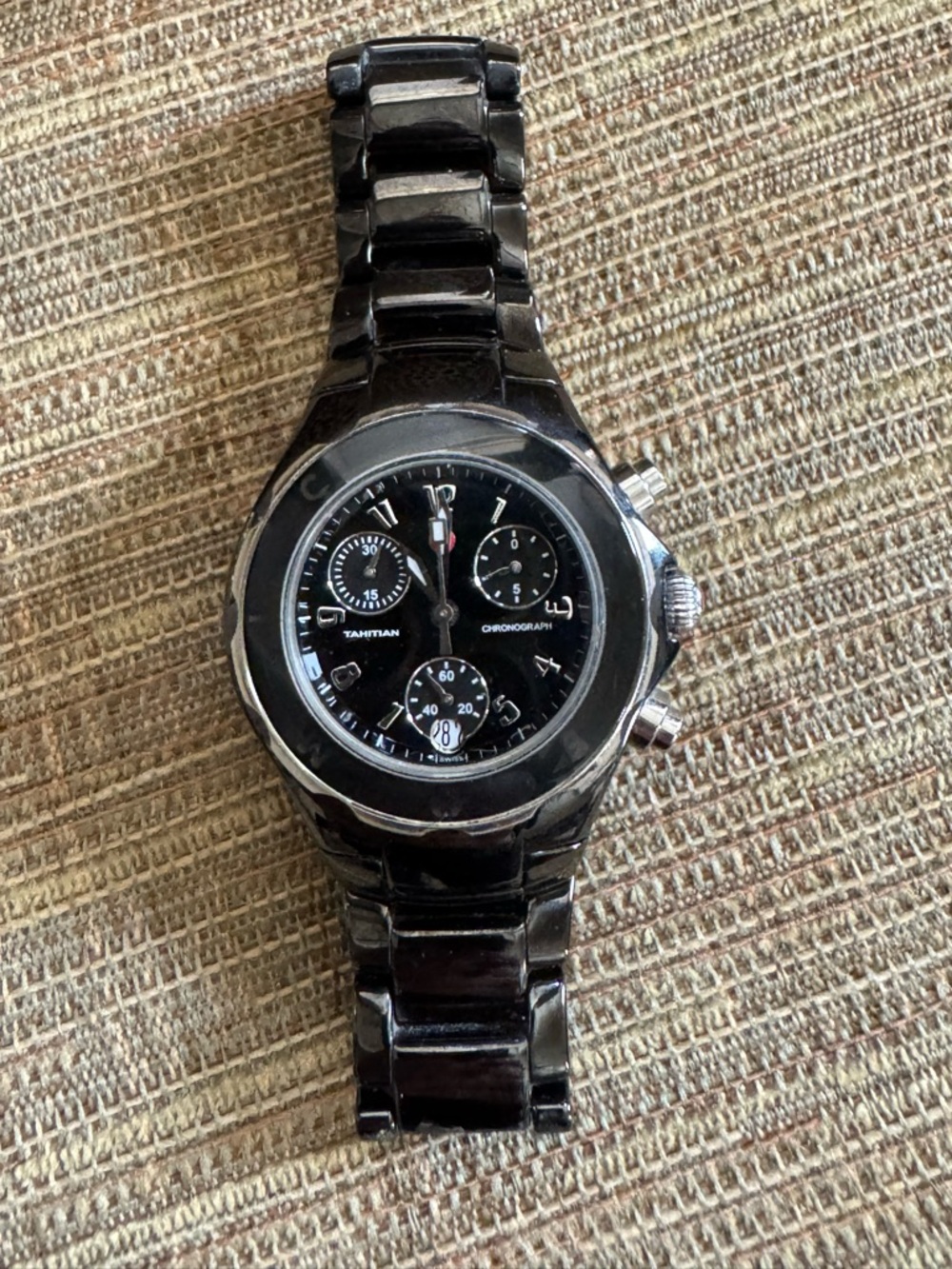 Michele Black Ceramic Chronograph Watch